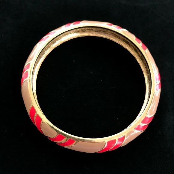 J Crew Gold Tone Painted Enamel Bangle Bracelet - Picture 4 of 4